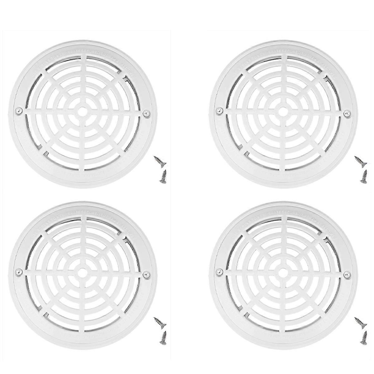 4pcs 8Inch Pool Main Drain Cover the Top Grate Bottom Mounting Plates White Replacement Pool Drain C