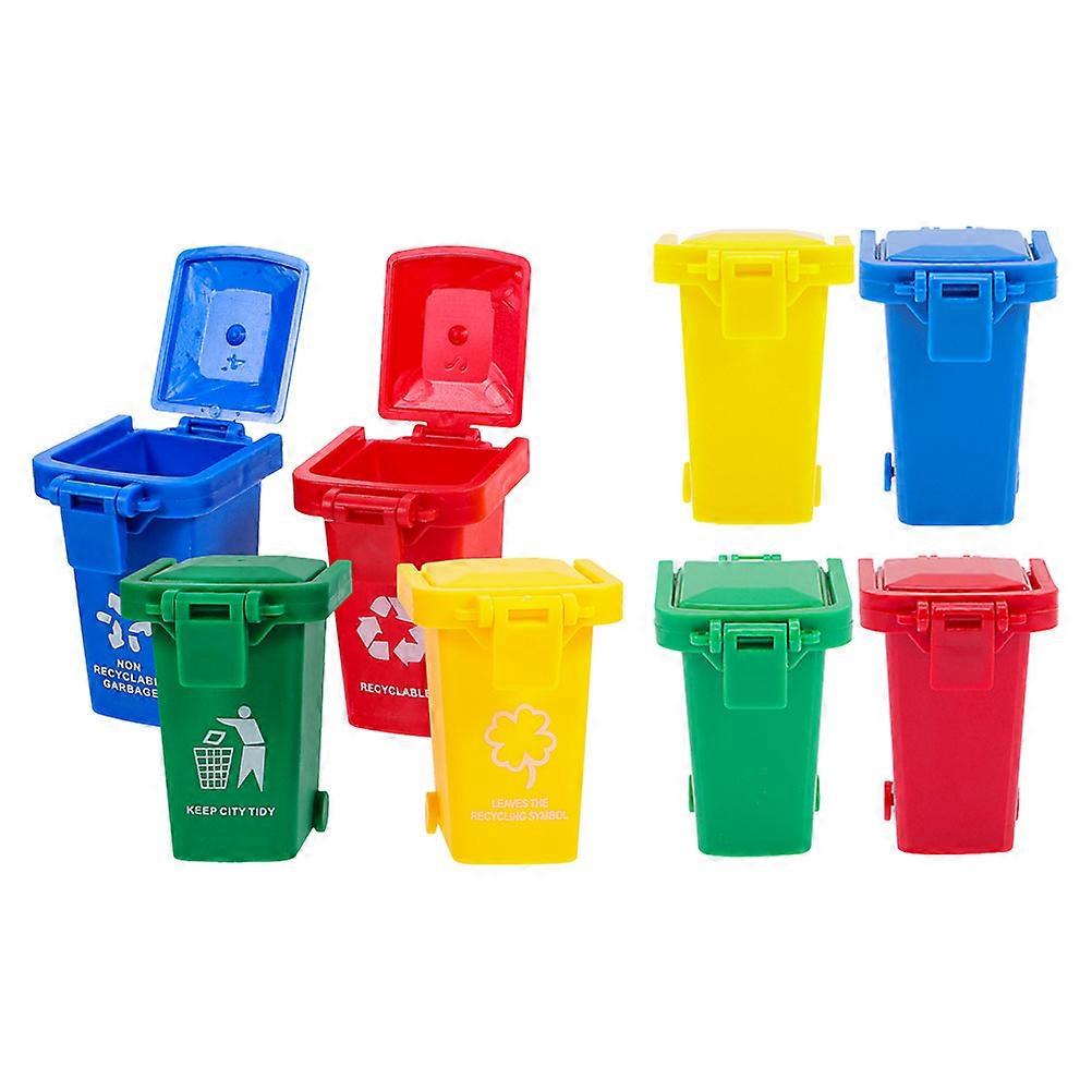 8pcs Mini Trash Cans with Lid – Decorative Waste Bins for Office, Home, Room, Desk Organization and Sorting Games