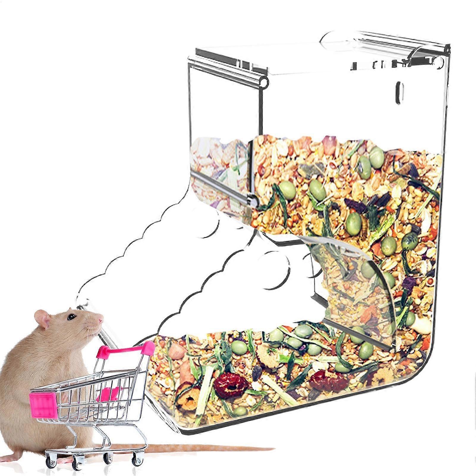 Käfig Feeder für Kleine Tiere 400 ml Acryl | Automatischer Lebensmittelspender für Hamster, Chinchillas, Rennmäuse, und Igel