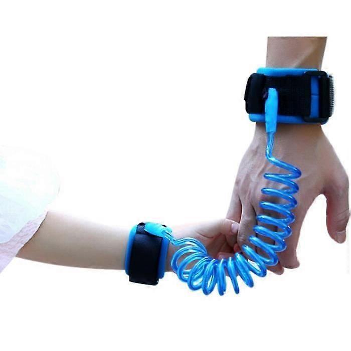 Anti-Lost Handle Rope Safety Harness Wrist Braclet Soft Strap Spring Attachment for Baby Toddler Blue