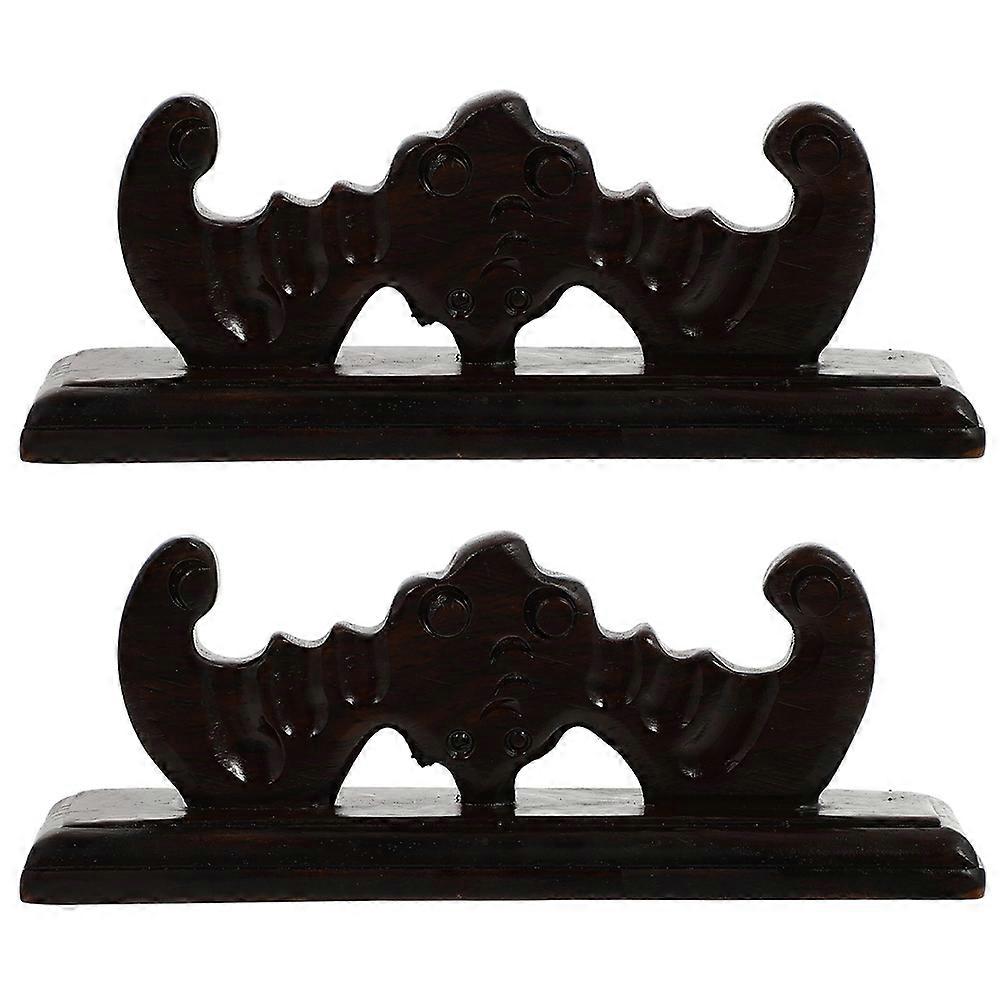 Pen Display Stand 2Set Dark Brown Vintage Chinese Storage Ideal For Desktop Organization Of Calligraphy Pens And Brushes