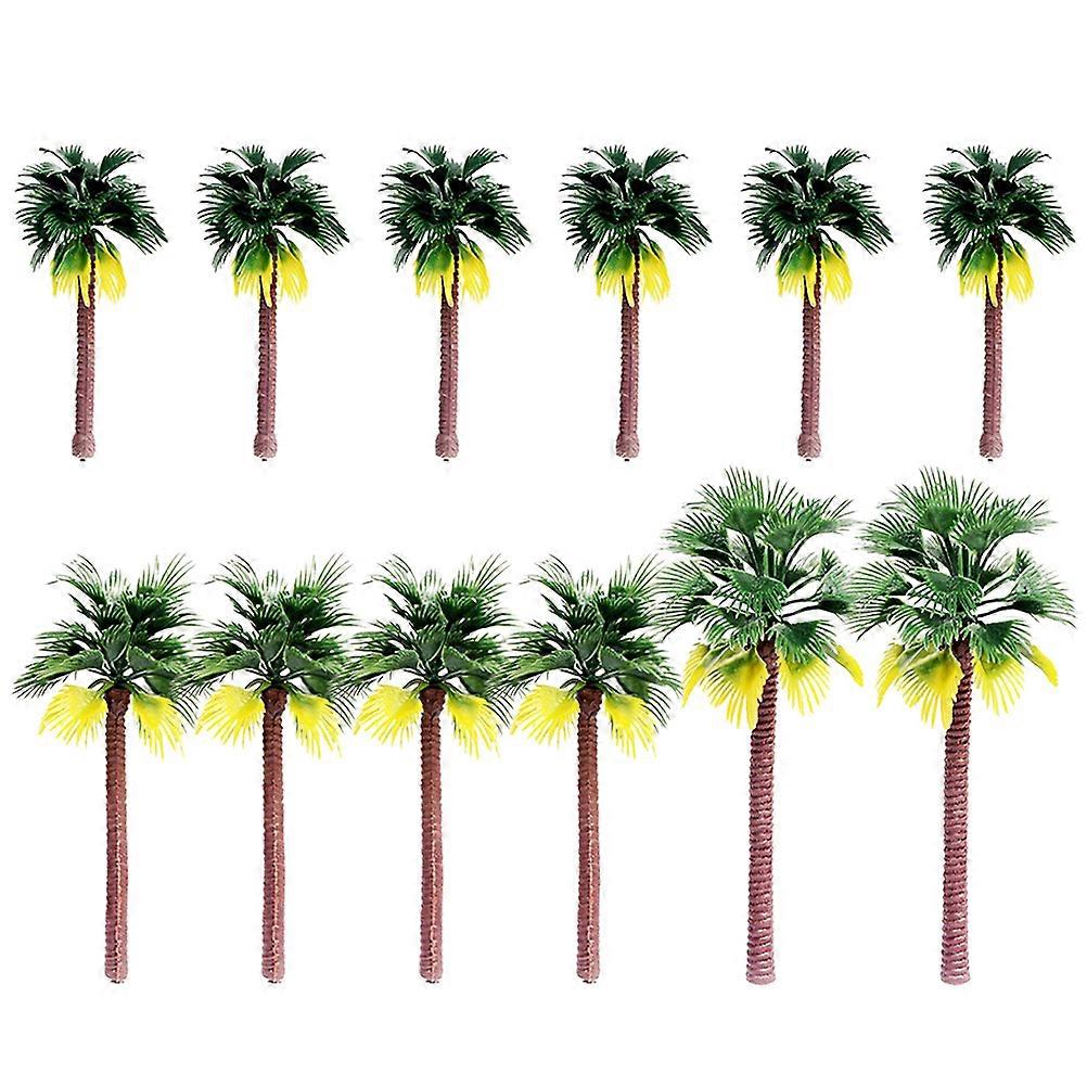 12pcs Mini Artificial Palm Trees for Micro Landscape DIY Decor – Vivid Realistic Plants for Crafting, Sandbox Models & Lightweight Tree Decoration