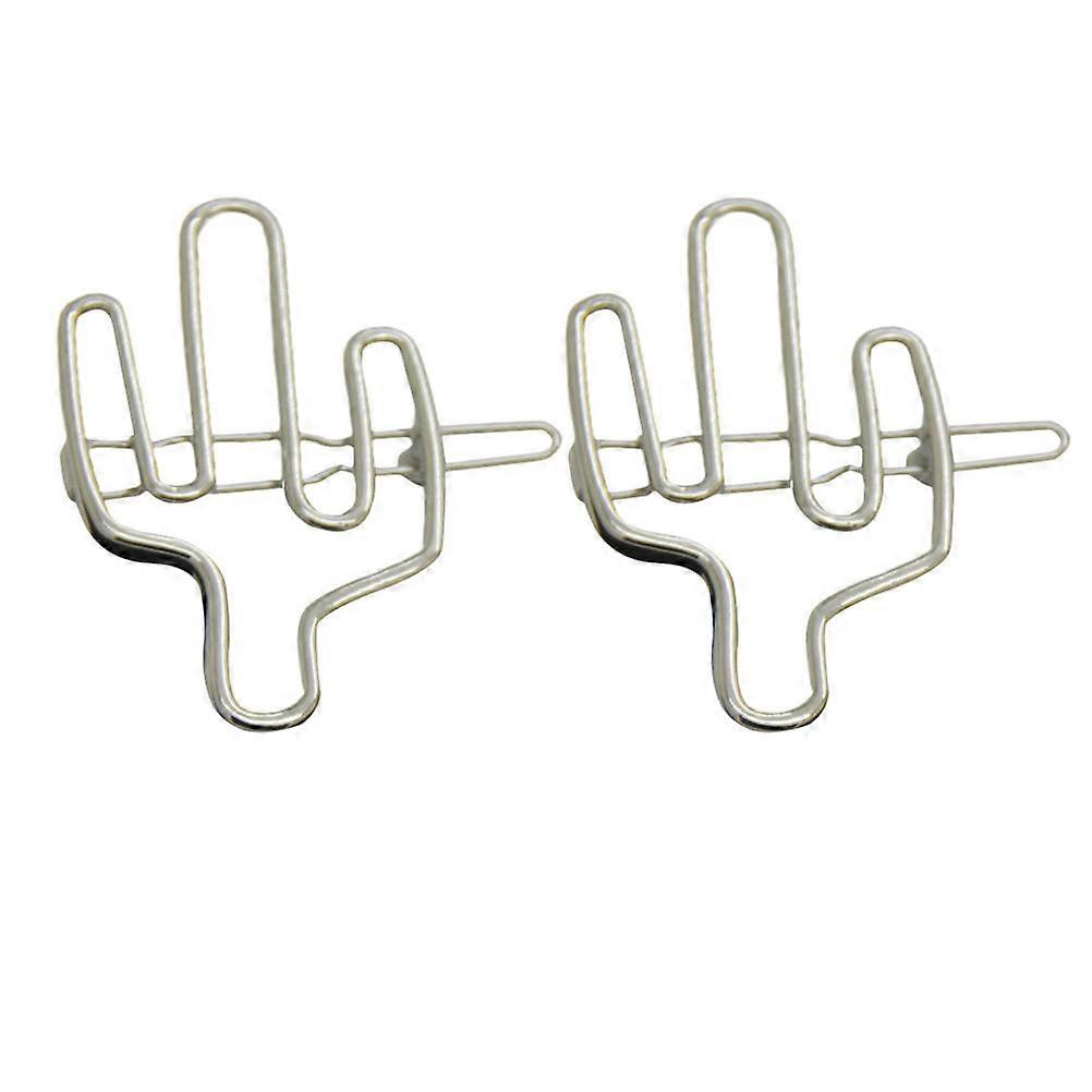 Cactus Design Pinces À Cheveux 2pcs Ensemble Créatif Argent Bobby Pin’s Accessoires Uniques Pour Cheveux Pour Les Amis et La Famille