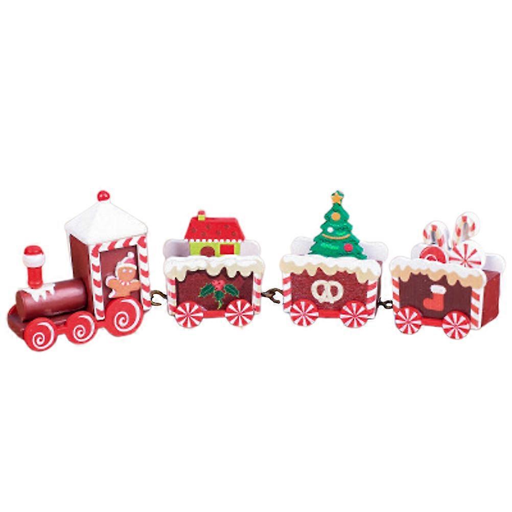 Train Table Decorations 4 Section Creative Wooden for Festival Decoration 21x5.5x5.5cm 1Set