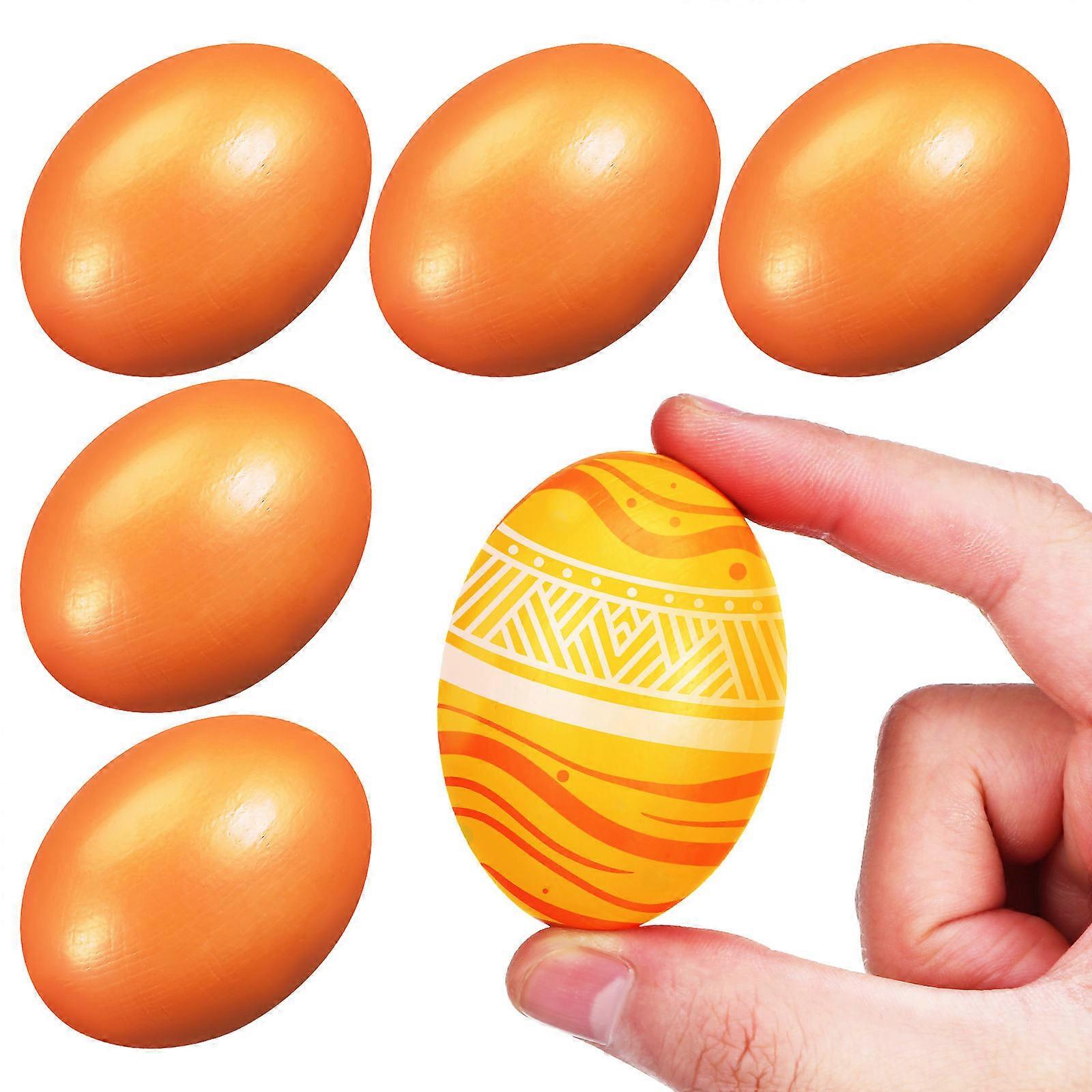 Wooden Eggs Set of 6 for Home Decor, Craft, and Photography Props Realistic Fake Egg Decorations for Parties and Pretend Play