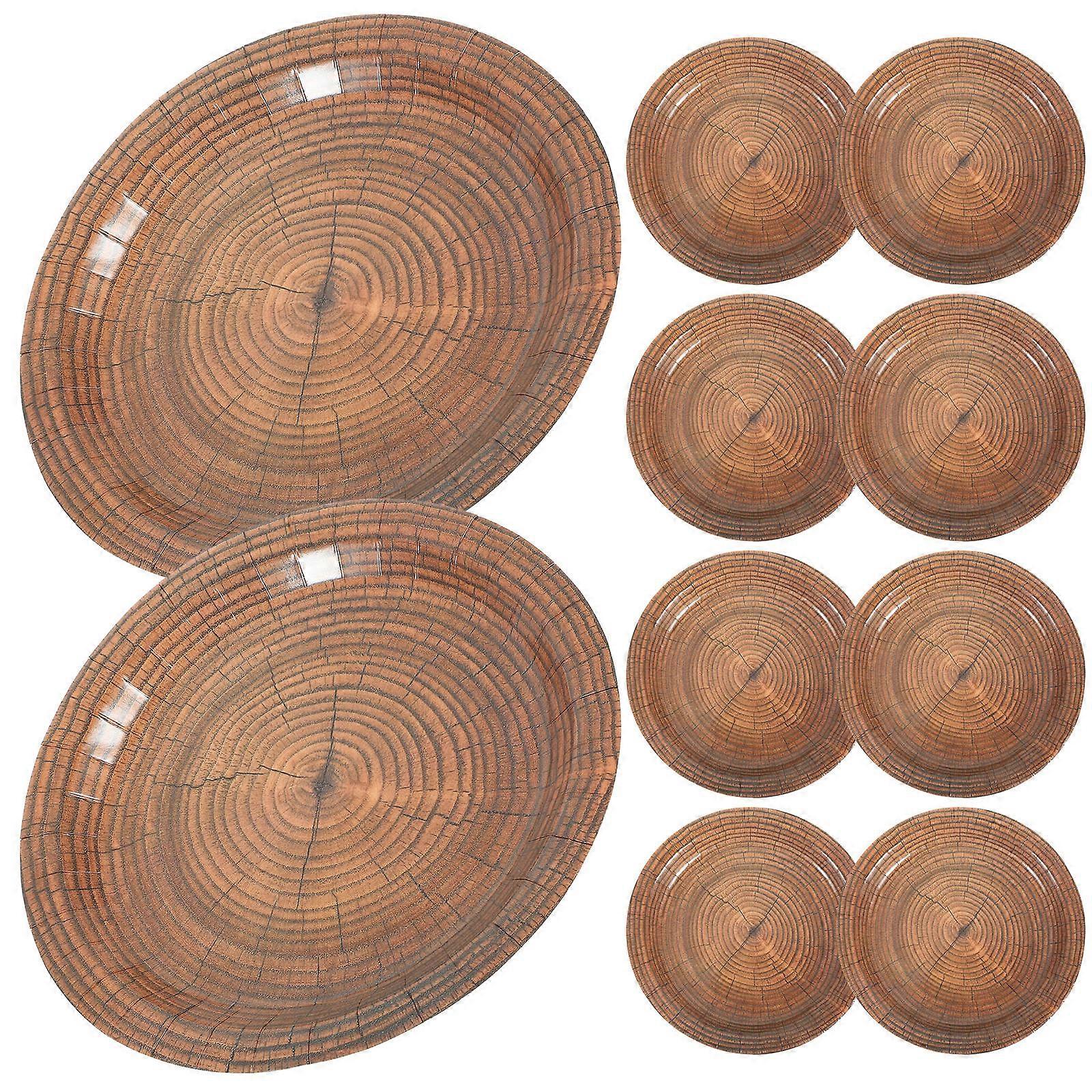 Wood Grain Paper for Parties and Gatherings Multi Dinner with Unique Design 10pcs