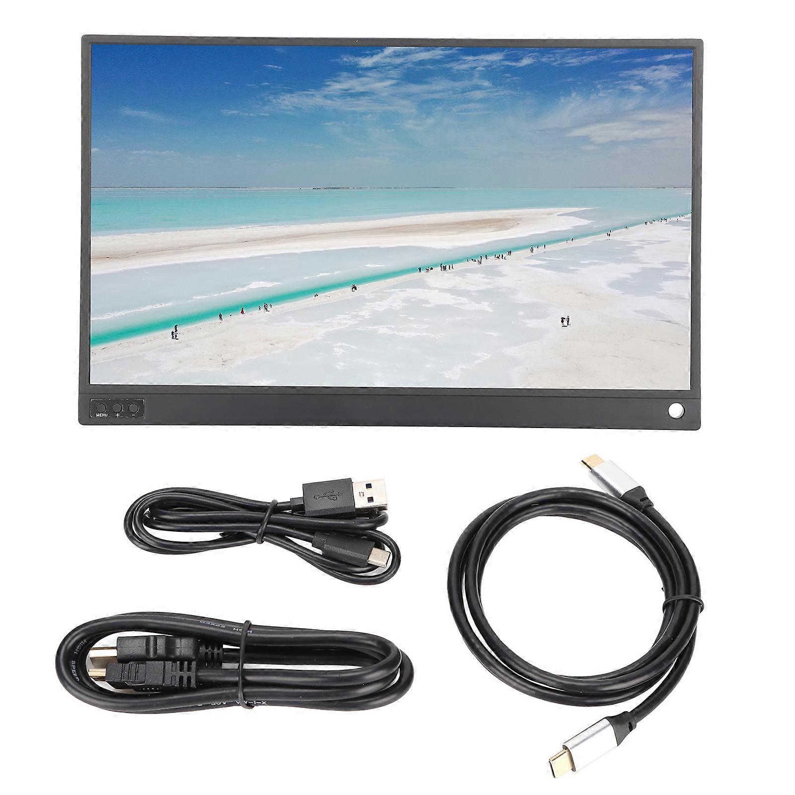 Portable 15.6in HD 1080P Monitor with Built-in Speakers - 3 in 1 USB C Display for Laptops
