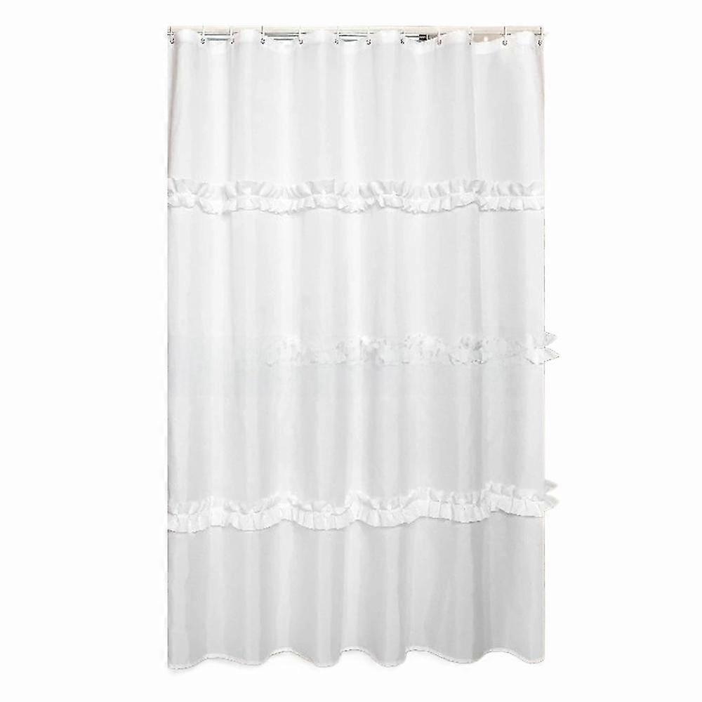 Ruffle Fabric Shower Curtain Waterfall 180X180cm