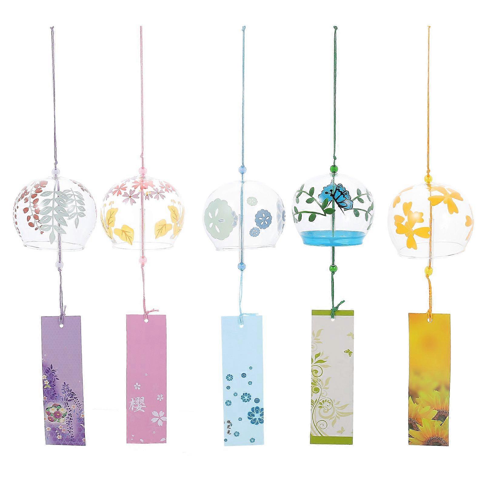 5Pcs Glass Wind Chimes Creative Clear Hanging Wind Bells for Corridor Patio