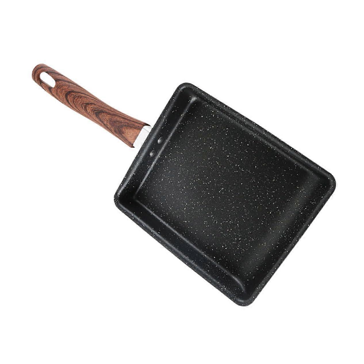 Square Non Stick Frying Pan Large Tamagoyaki Skillet Easy Clean Cooking Pan for Omelettes Eggs Vegetables Burgers with Wood Grain Handle