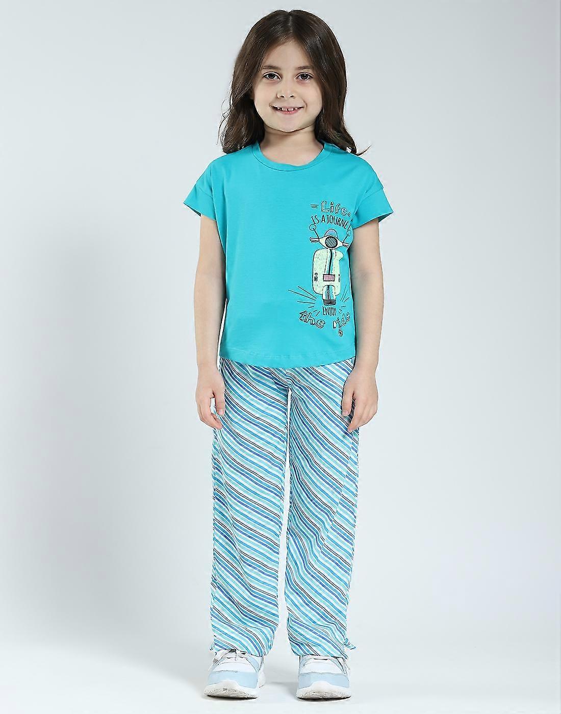 Monte Carlo Girls Printed Regular Fit Half Sleeve Lower Set