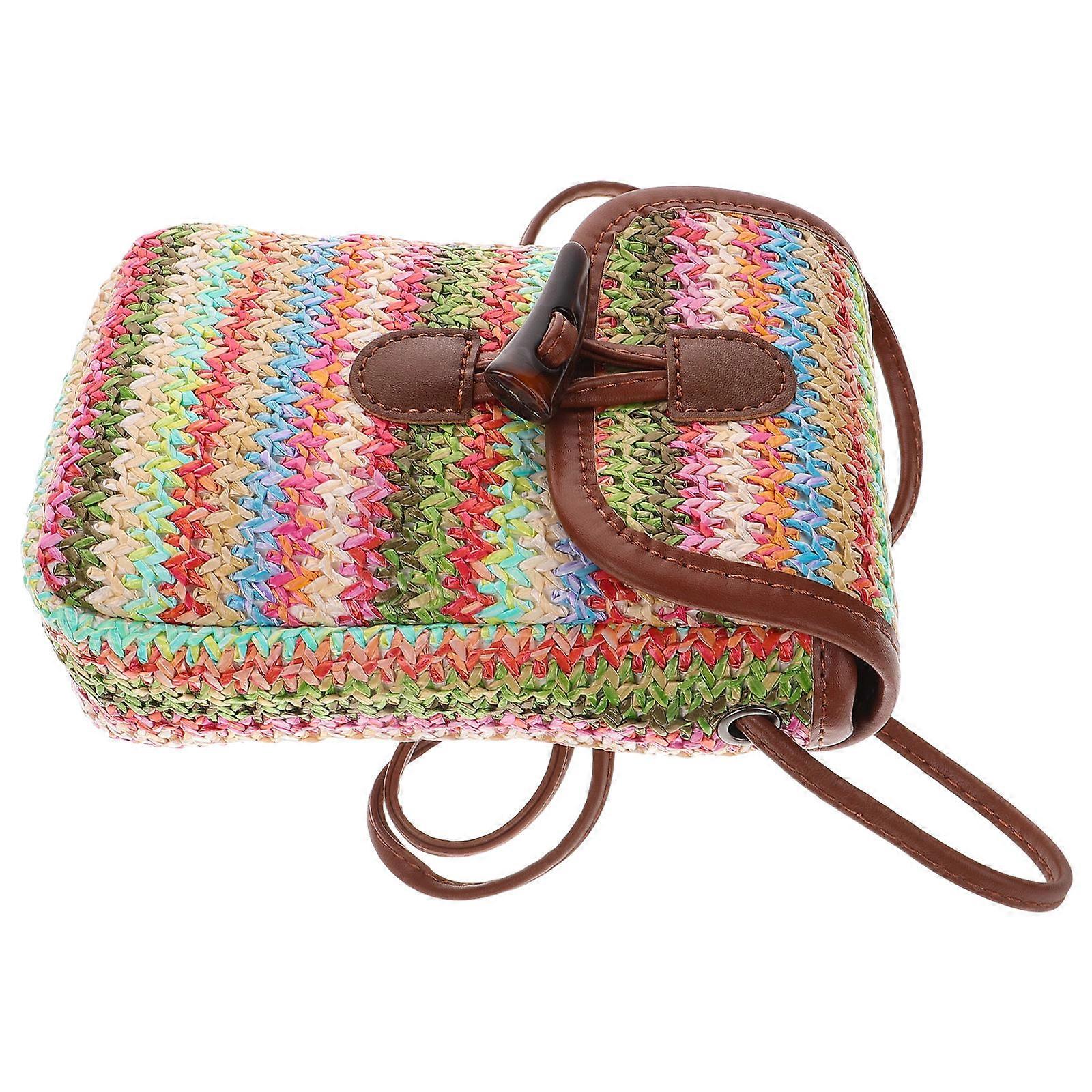 Fashionable Crochet Crossbody Bag for Women in Multi Color with Large Capacity Straw Material Ideal for Beach and Everyday Use