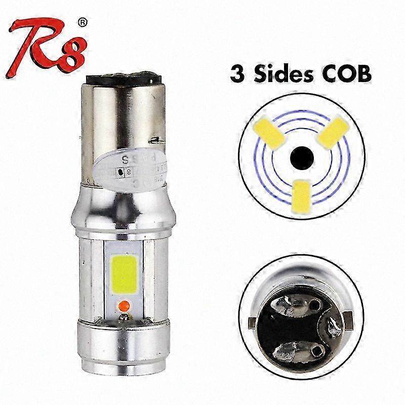 BA20D S2 LED Bulbs for Motorcycle Scooter Moped Headlight Dual Beam 12W 1200LM Plug and Play 3-Sided COB Design