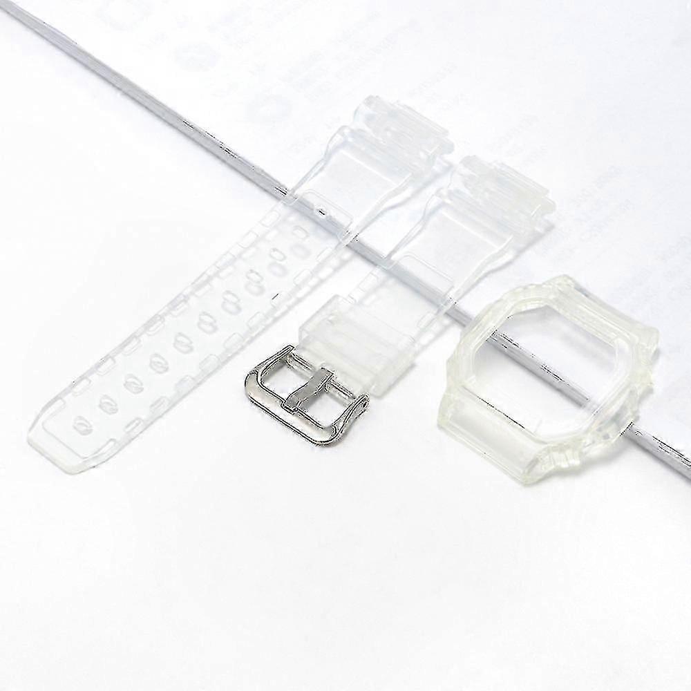 Transparent Resin Watch Band with Bezel for G-Shock DW5600 GW-M5610 G-5600 Replacement Strap Case Refit Bracelet