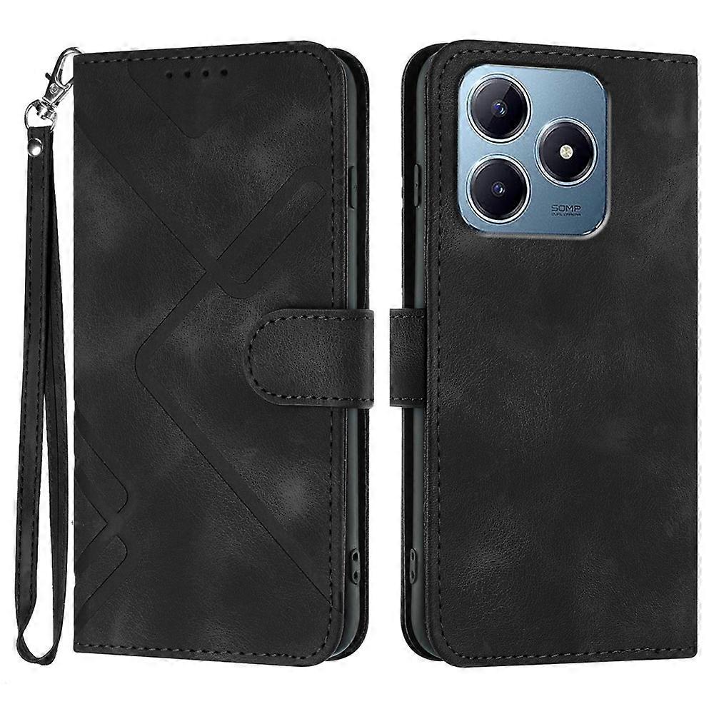 YX0040 Compatible For Realme C63 4G Case Leather Phone Cover Geometry Pattern