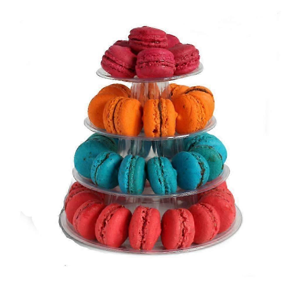 4-Layer Round Macaron Tower Cake Stand Macaron Display Rack for Wed...