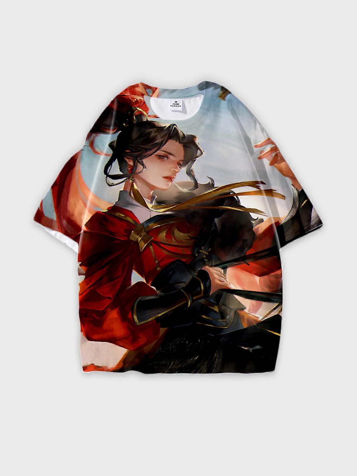 T-Shirt Short Sleeve Round Neck, Summer Casual Loose Graphic Tee, Unisex Pattern U1743