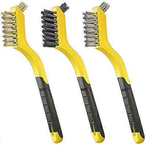 Set of 3 mini brass brushes with an ergonomic handle