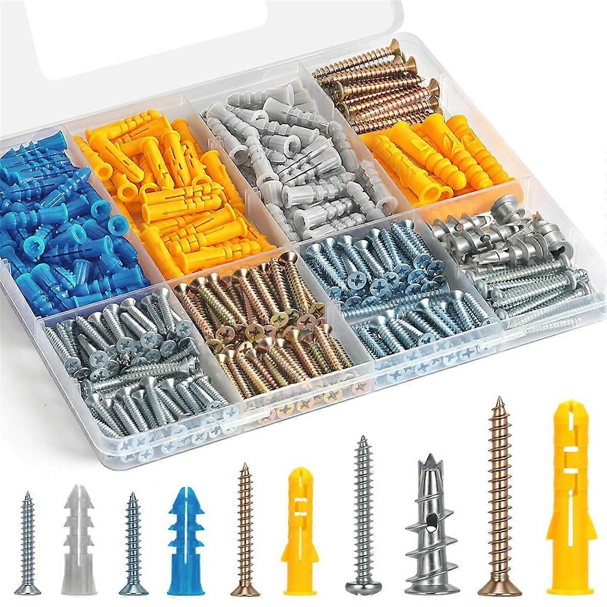 Drywall Anchor and Screw Combo Set, Zinc Drywall Anchor
