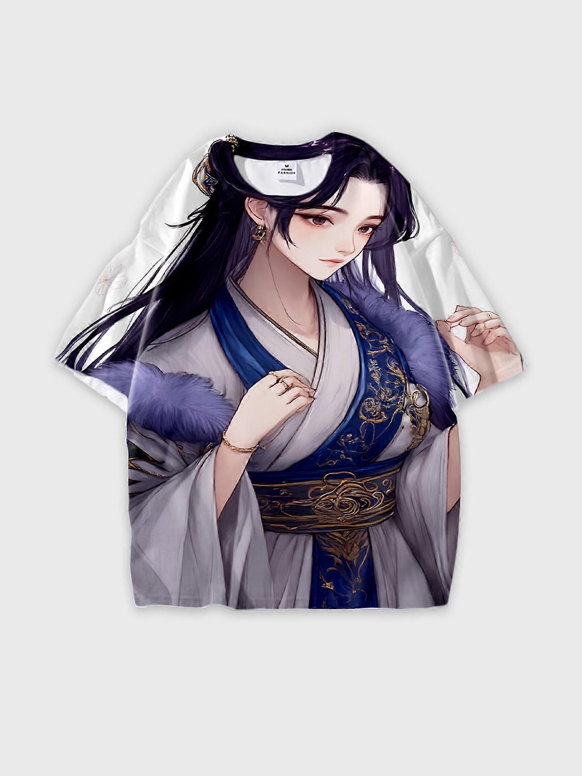 T-Shirt Short Sleeve Round Neck, Summer Casual Loose Graphic Tee, Unisex Pattern W1907