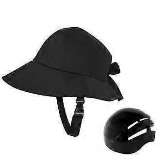 Stylish Women's Cycling Helmet with Wide Brim & Breathable Design for Bicycle Riding - Sun Protection Black