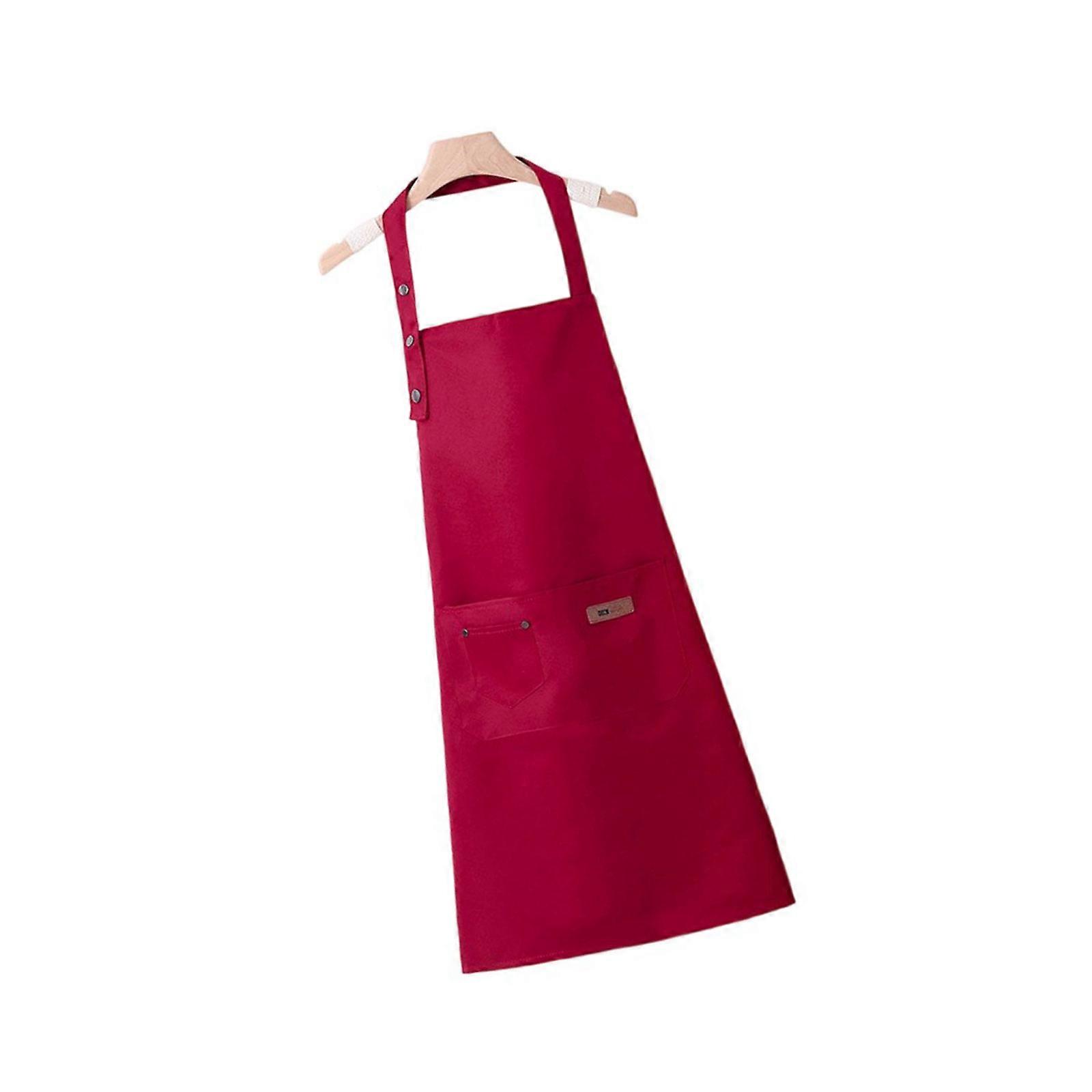 Oil Resistant Quick Clean Apron Adjustable Triple Button Design For Kitchen Gardening And DIY Red