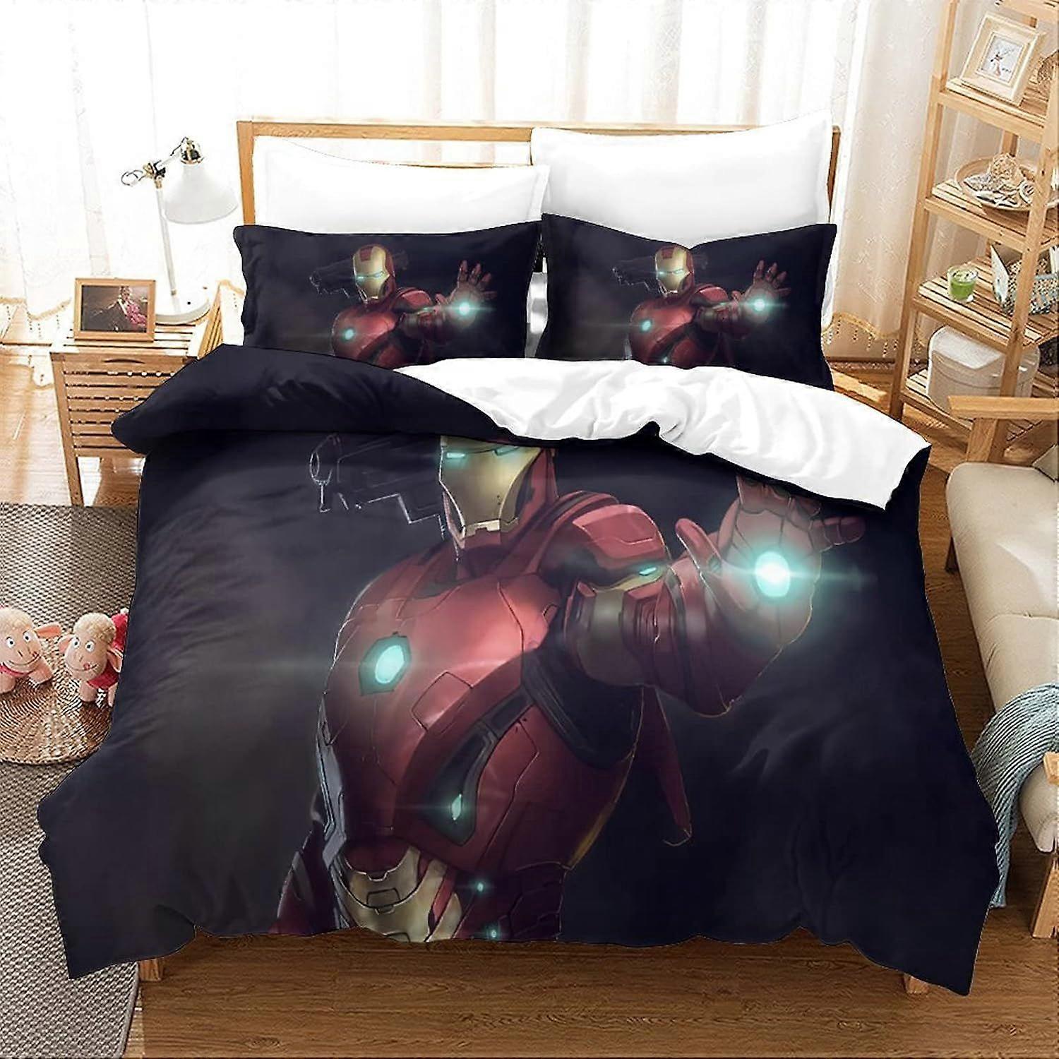 Duvet Cover Set Double Iron Man Printed Duvet Covers Bedding Set for in Kids Teens Adults Soft Hypoallergenic Quilt Cover with Pillowcase with Zipeer 