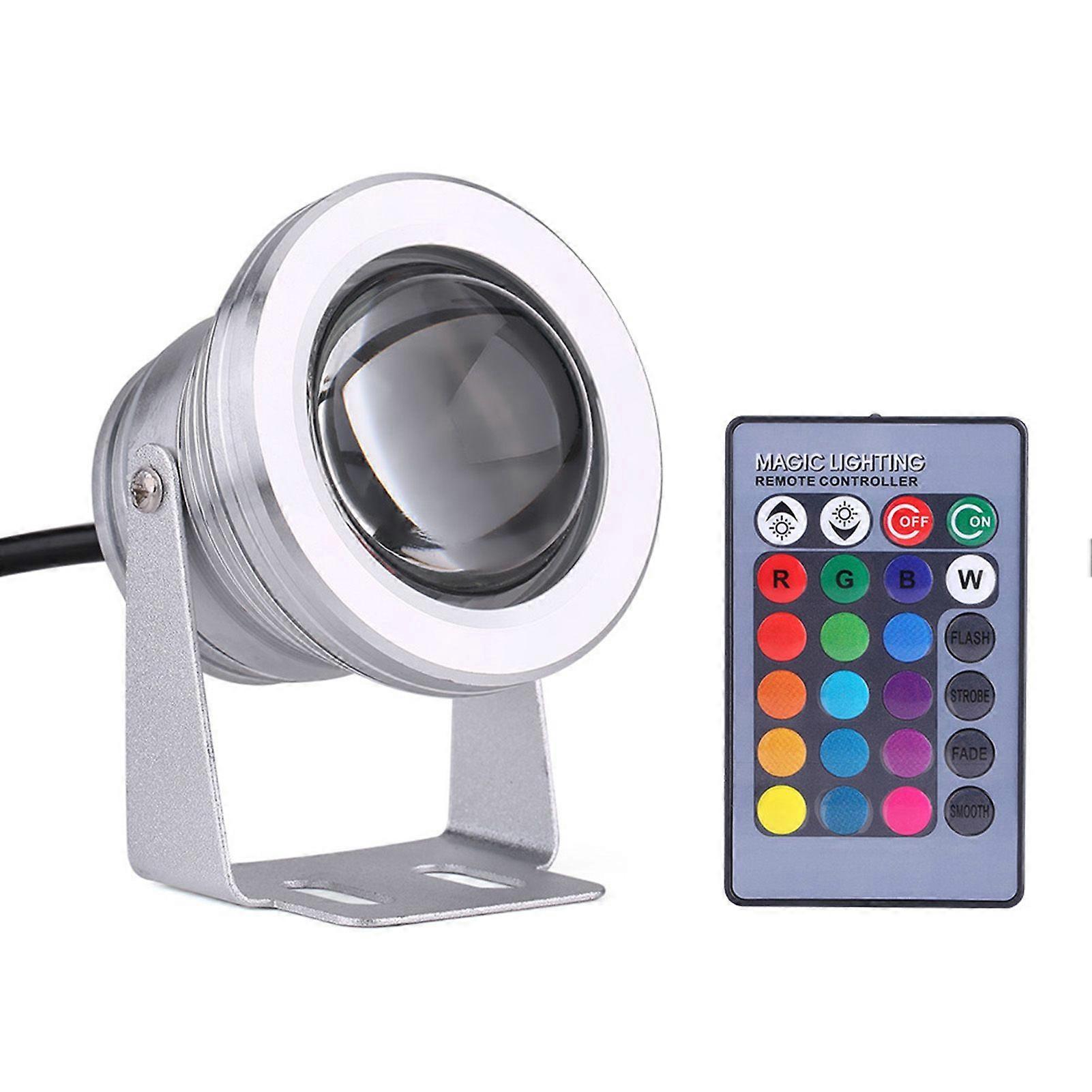 Θαλάσσιο Σκάφος Yacht 10W 12V RGB LED Σποτ Αδιάβροχο Λάμπα με Τηλεχειριστήριο Ασημί Λευκό