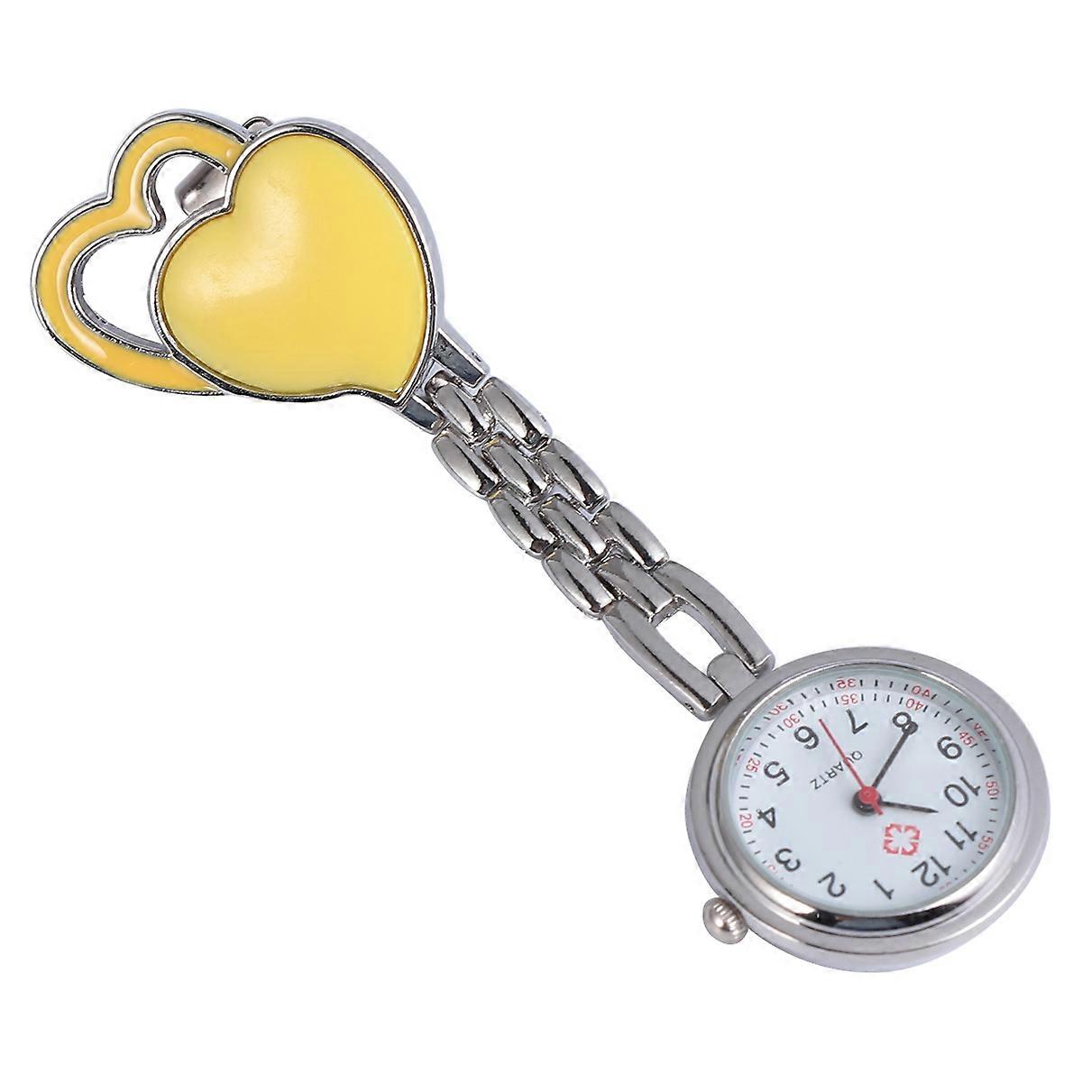 Hanging Watch Nurse Heart Shaped Watch for Daily Use Yellow Color