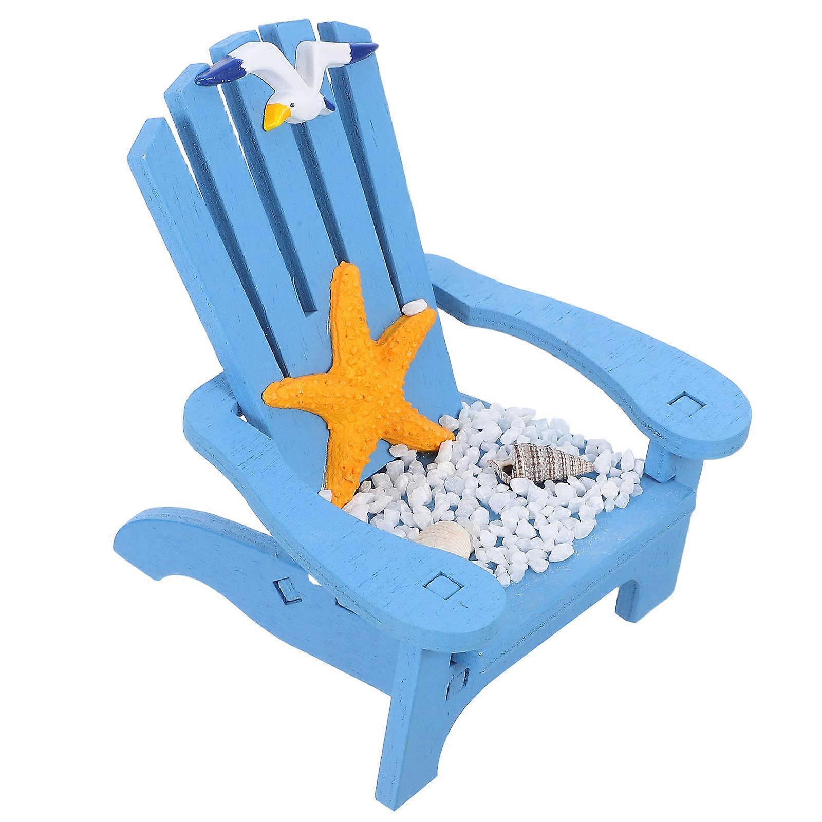 Mediterranean Style Miniature Beach Chair Model Ideal For Children's Room And Office Desk 10.00X9.50X9.00CM Micro Landscape Enhancer 1Pack