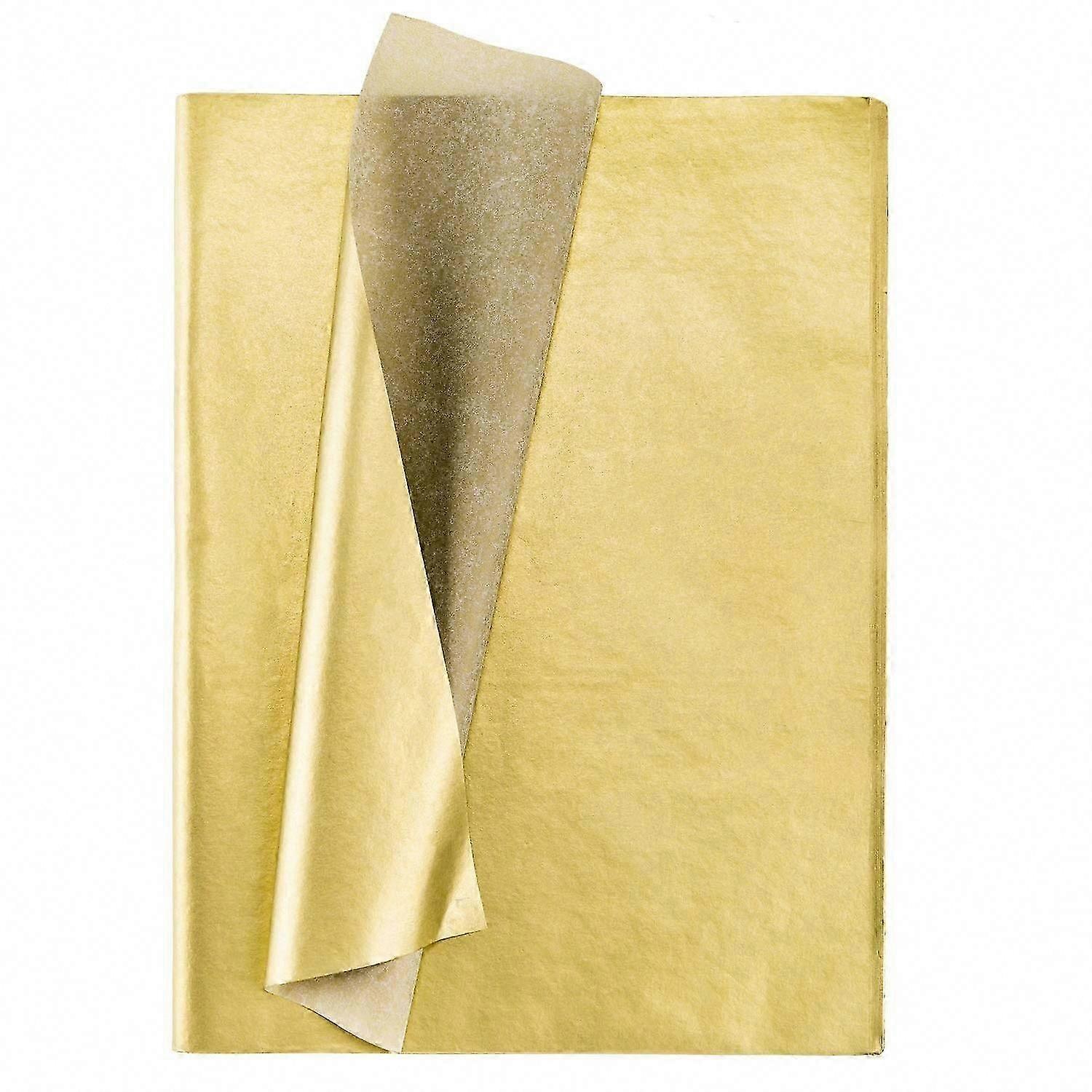 Gold Metallic Tissue Paper, 100 Sheets for Gift Wrapping