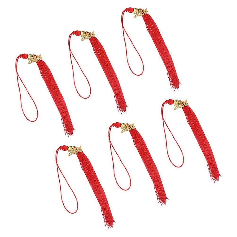 Red 6Pcs Graduation Cap Photo Charms for 2024 Graduate Memorial Keepsake