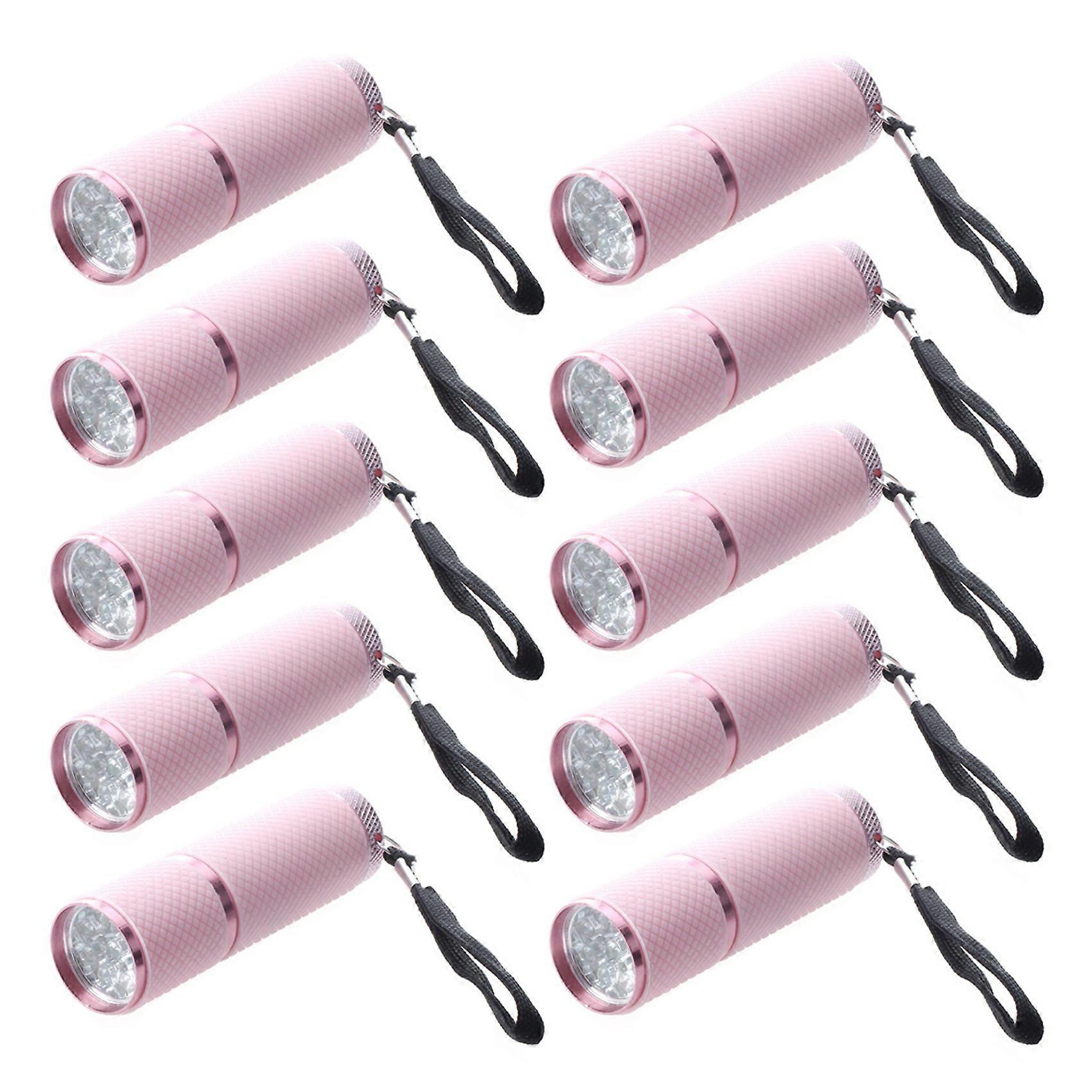 10X Outdoor Mini Pink Rubber Coated 9-LED Flashlight Torch
