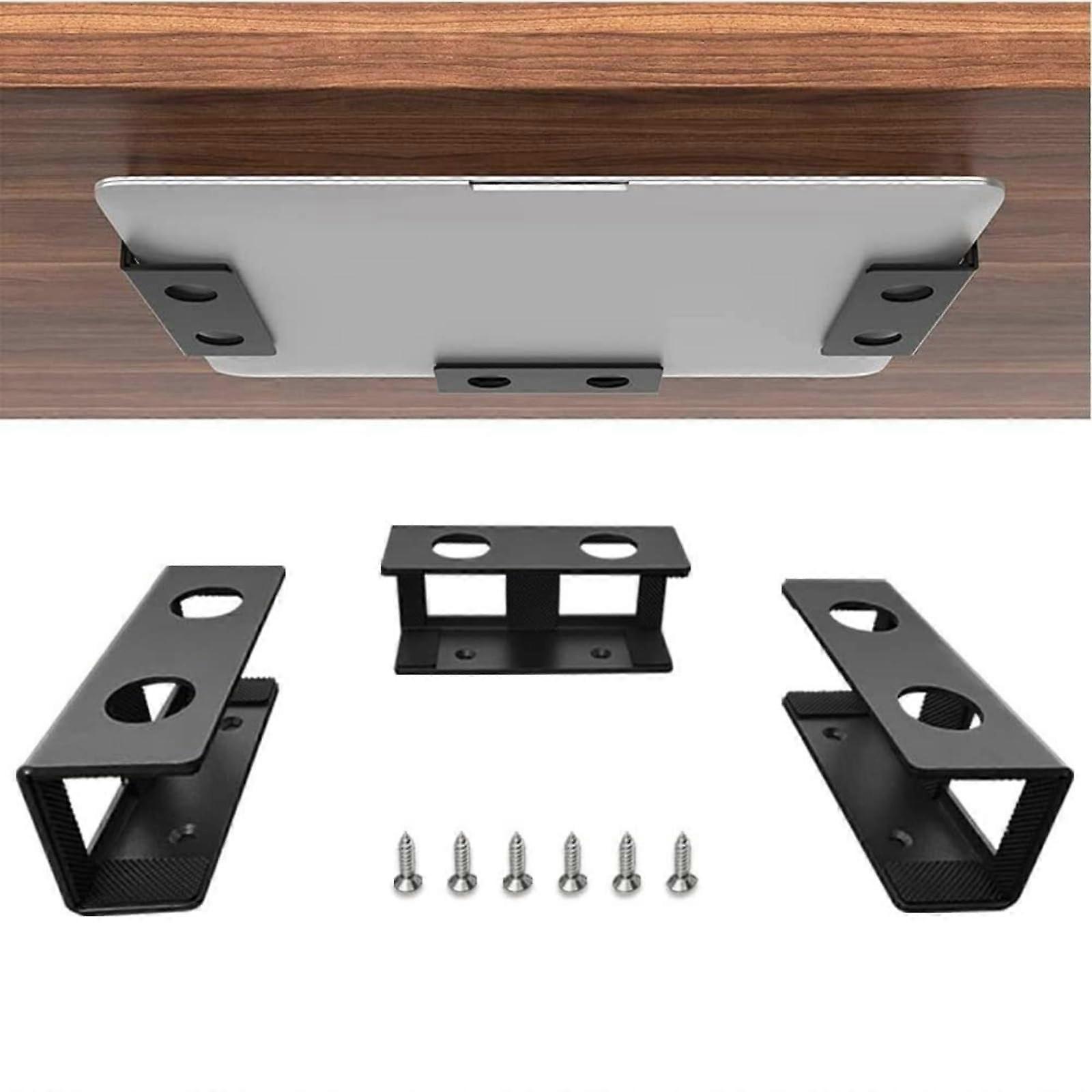 Universal Under Desk Laptop Storage Mount, Metal Holder Up To 2.7 cm Thick, for MacBook, Surface, Keyboard, Tablet, Black