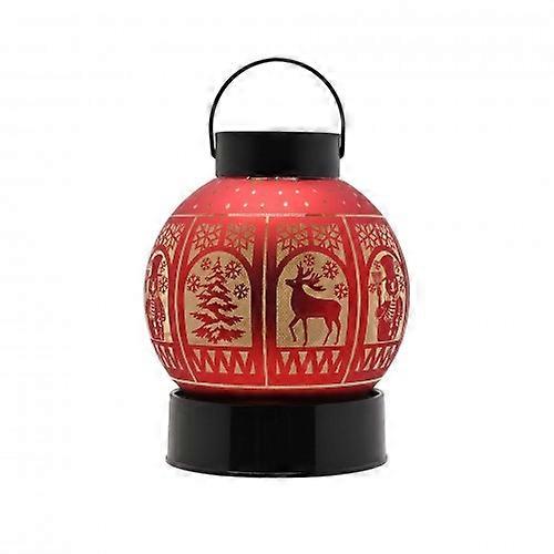 Regal Tidings Glass LED Round Lantern Christmas Windows