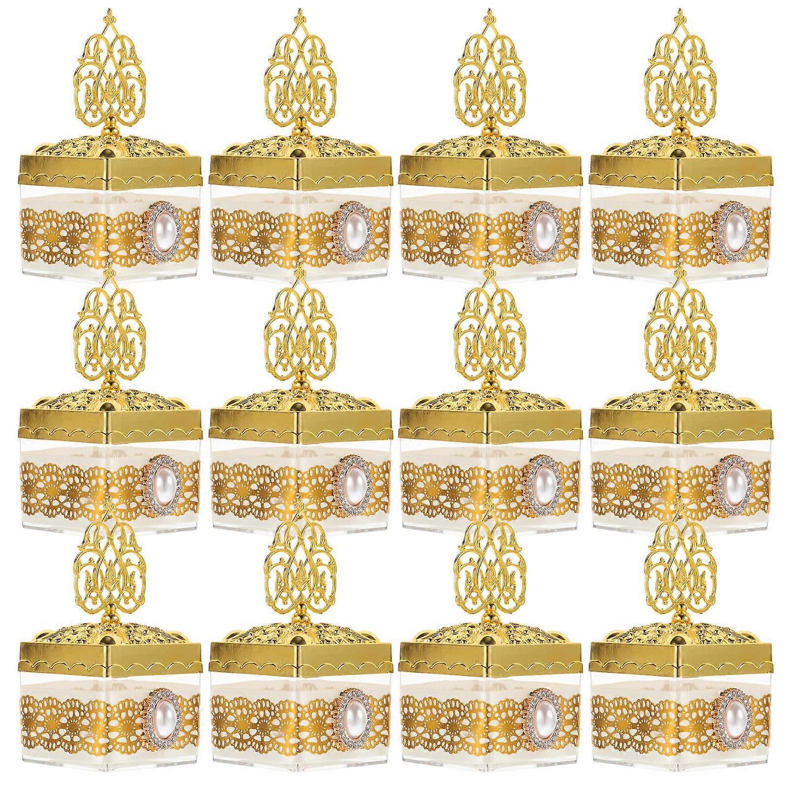 Elegant Candy Boxes for Storage Use Golden 12Pcs Party Favor Storage