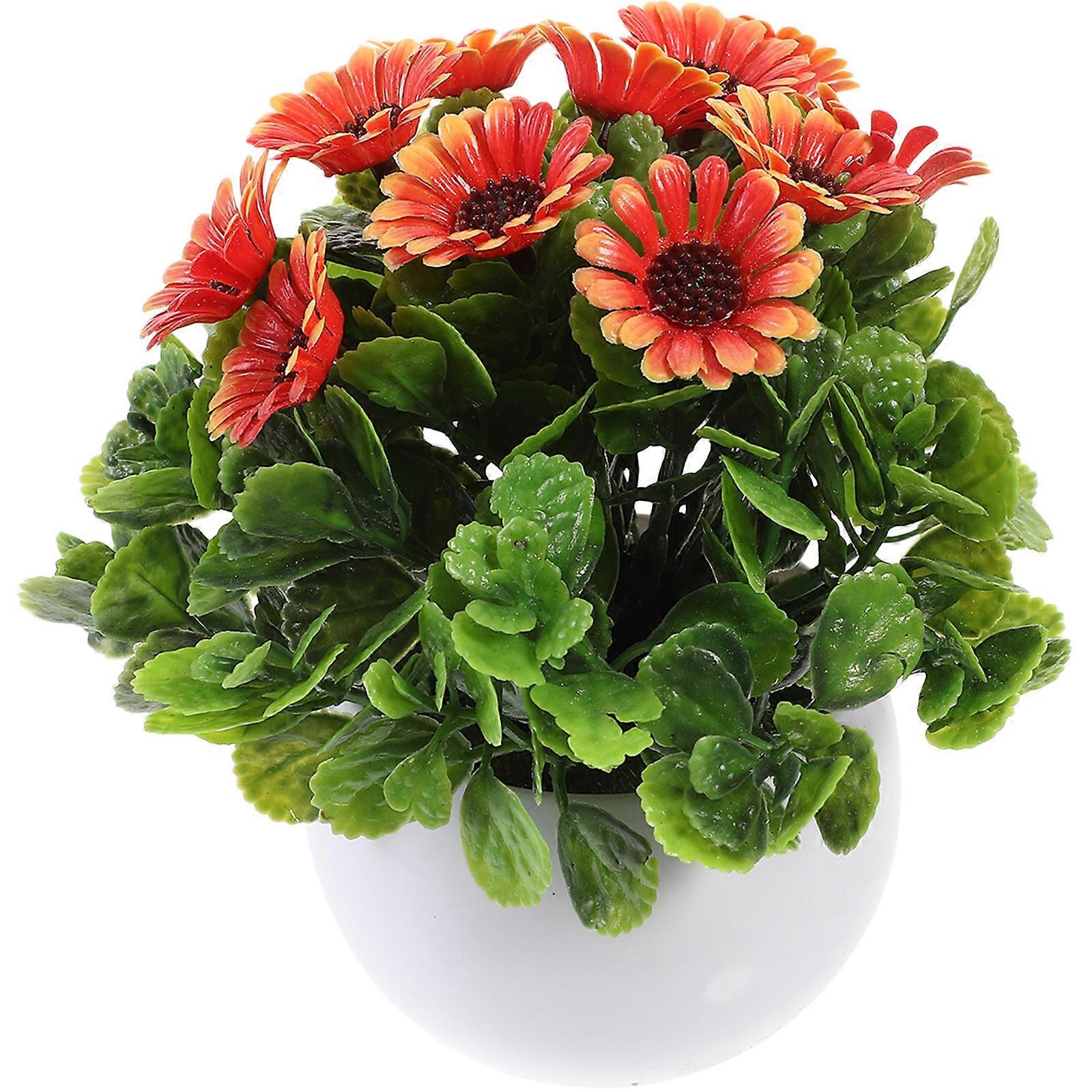 Artificial Daisy Flower Pot Plastic Decoration for Indoor 3Pcs