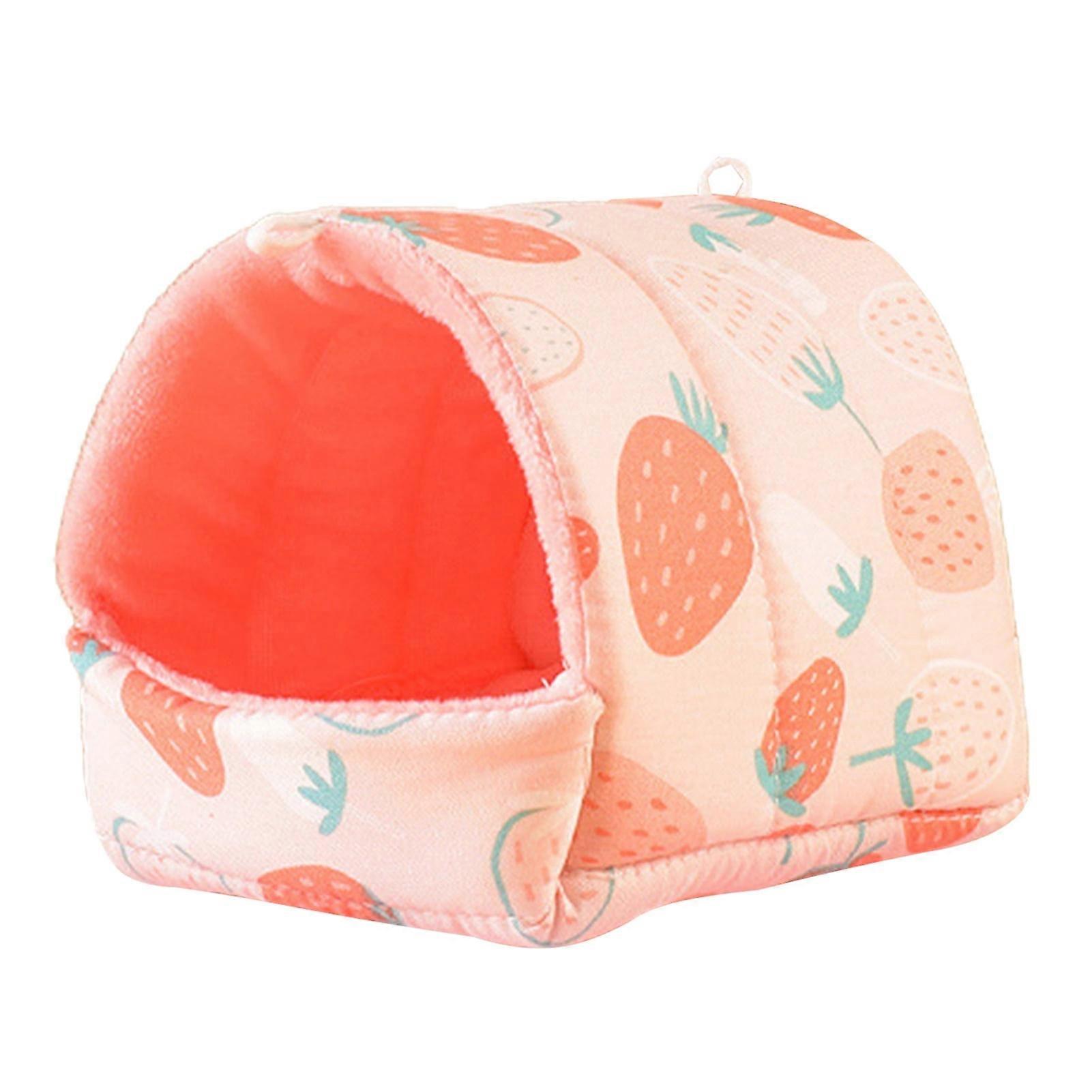 Guinea Pig Bed Cave, Cute Cartoon Pattern Soft Skin-friendly Cozy Hamster House Hideout for Dwarf Rabbits Hedgehog Squirrel Winter Nest