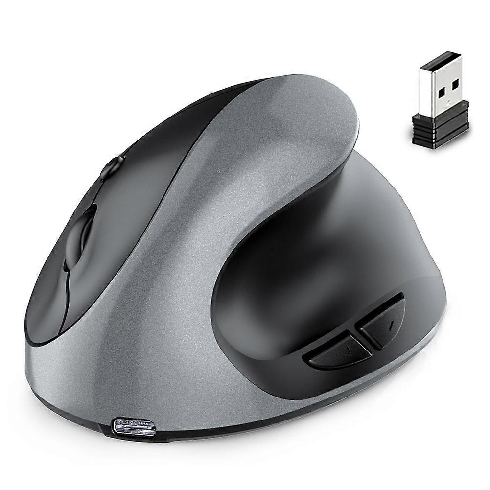 Rechargeable Dual Mode USB 2.4G Wireless + Bluetooth Mouse Vertical Ergonomic Optical Mice for Computer Notebook Gray