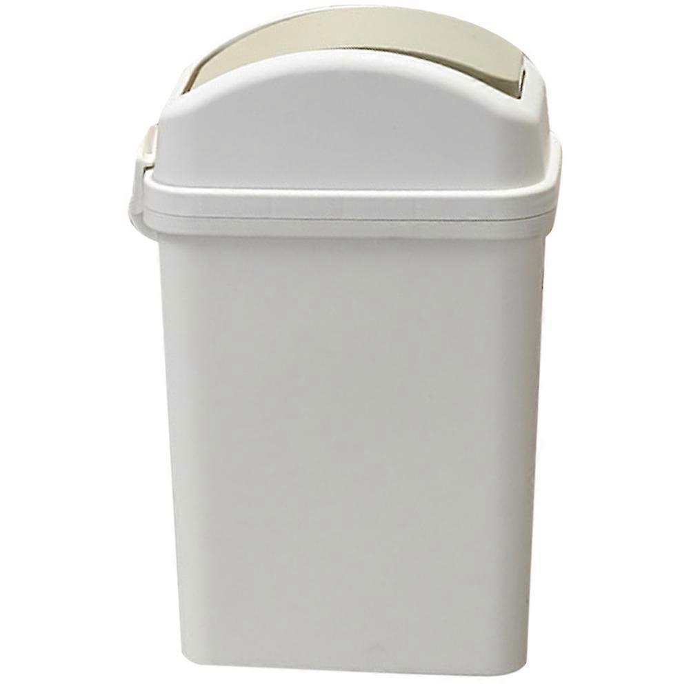 Plastic Waste Bin Swing Lid Trash Can for Home Use 2Pcs White Kitchen Garbage