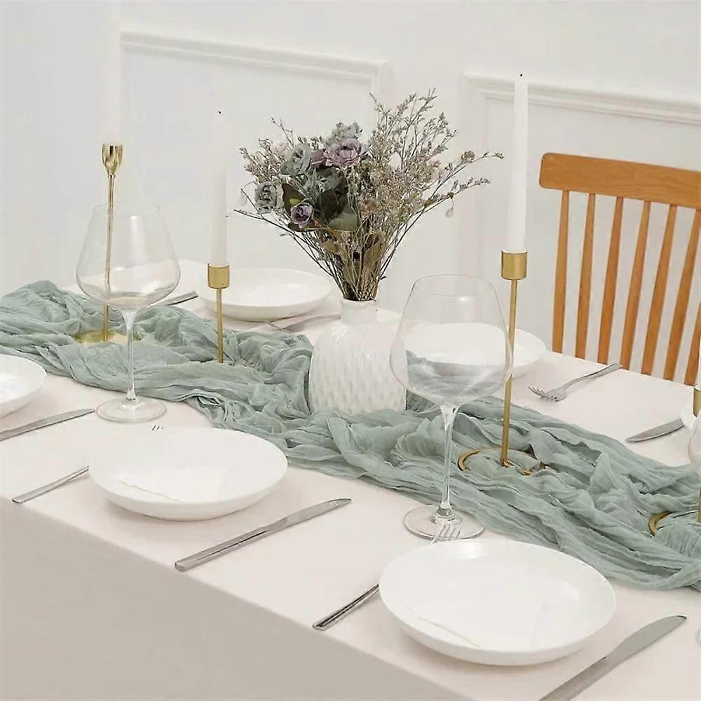 QUTETN Gauze Table Runner Dinning Decoration 90*300CM Rustic Country Boho Beach Wedding Party Table Decor Christmas Table Runners