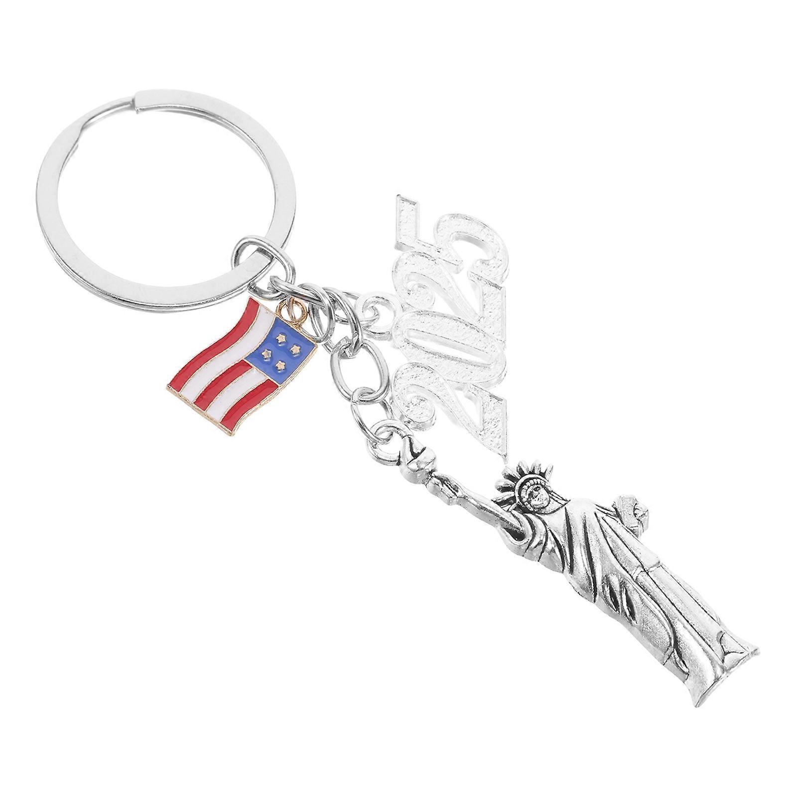 Metal Keychain Charm Featuring American Flag Design For Travelers And Tourists 4Pcs