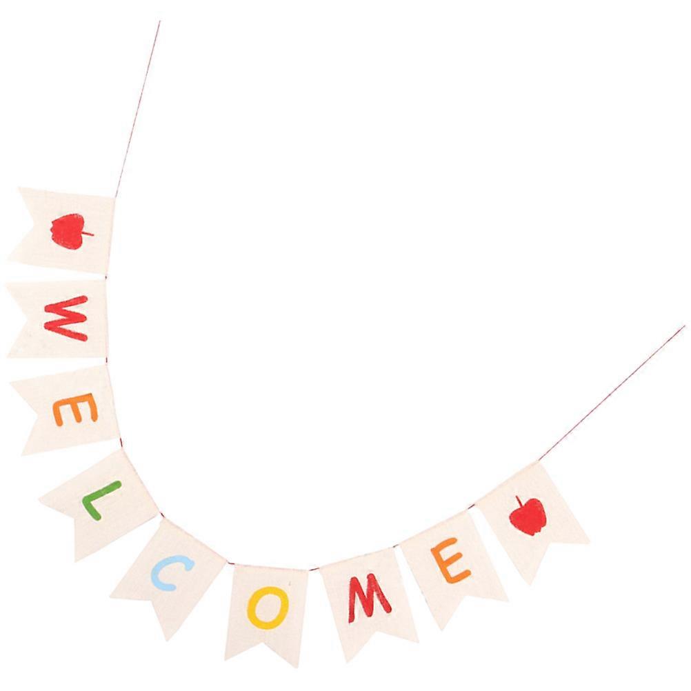 Welcome Banner Linen Decorative Banners for Party 2Sets Back-to-School Decor