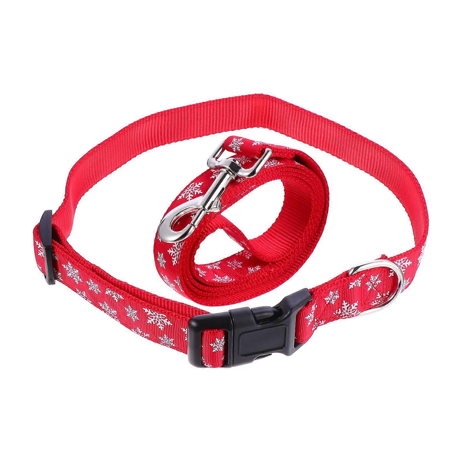 Pet Leash Collar Set for Christmas with Adjustable Collar 1Set Red