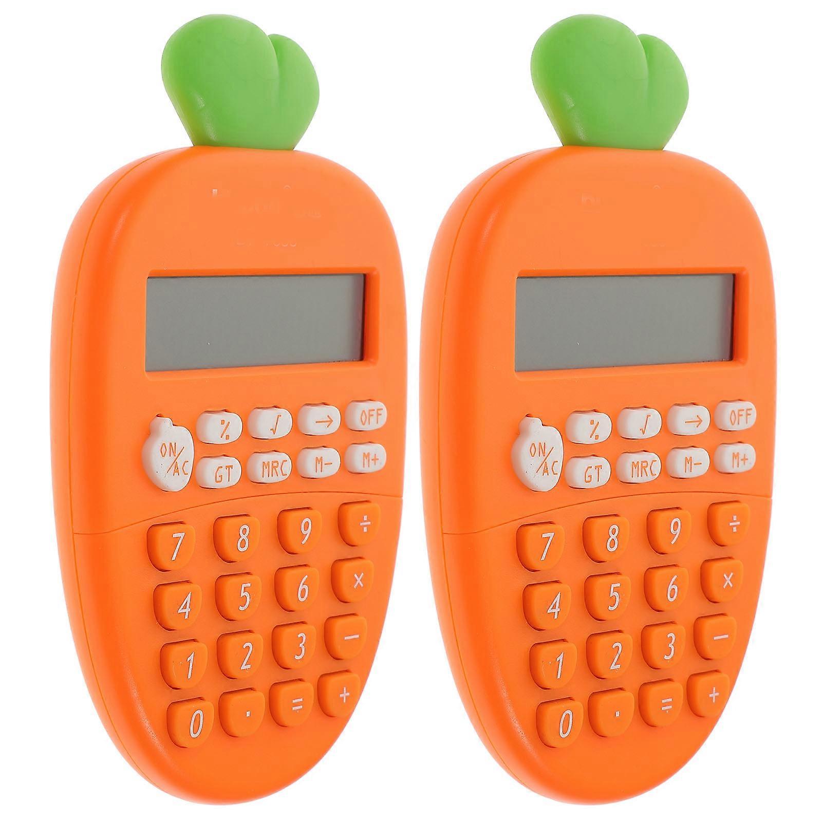 Carrot Shape Portable Calculator For Students Home Use 12- Orange Calculation 2Pcs