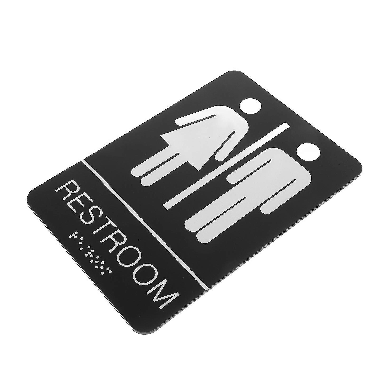 Acrylic Restroom Signage 4Pcs Black Unisex Design Toilet Identification Office Space Rectangular