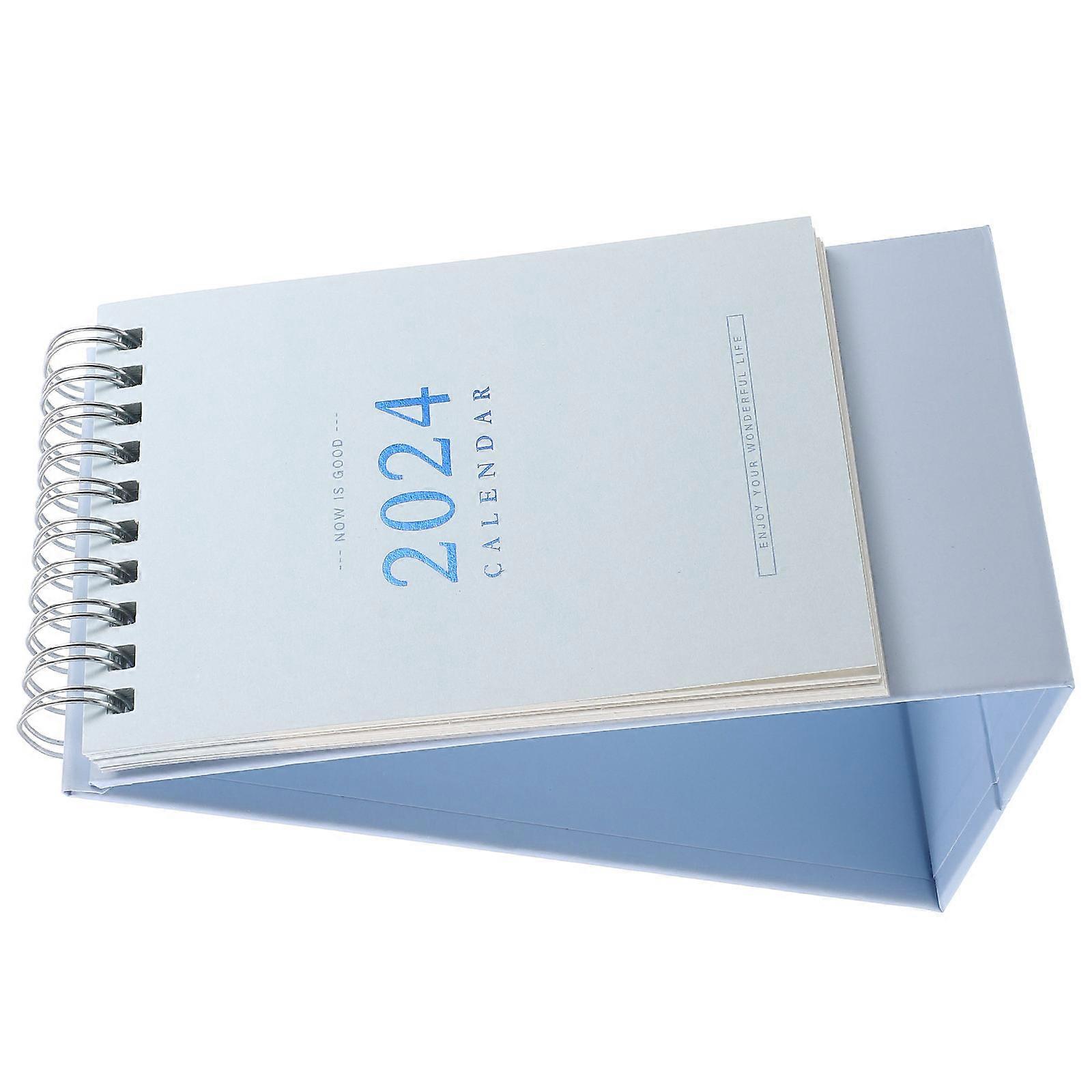 Small Desk Calendar Blue Office Table Planner Time Management Rectangular Minimalist Design 1Pack