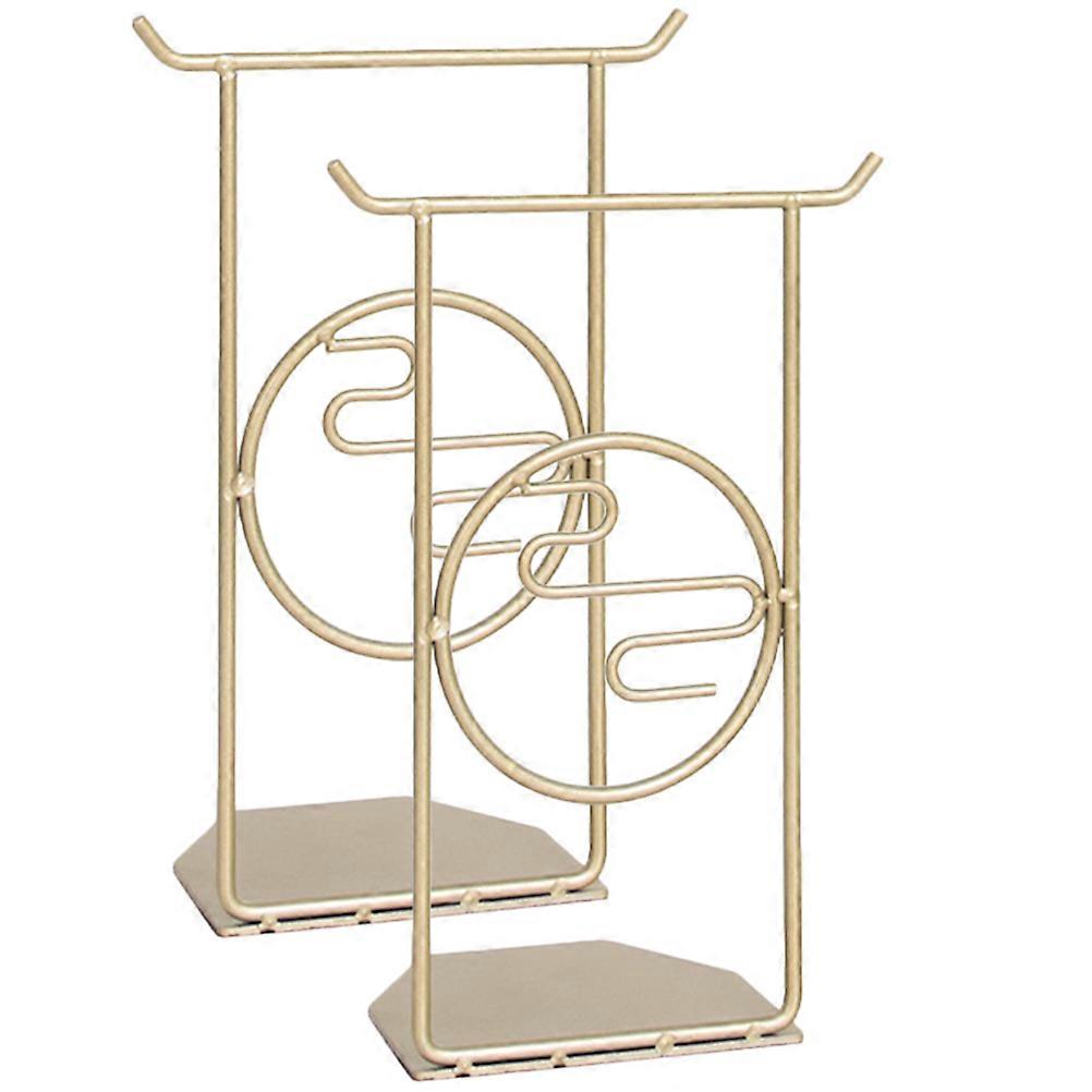 Multi-Function Metal Bookend for Home Decoration 2Pcs Golden Set