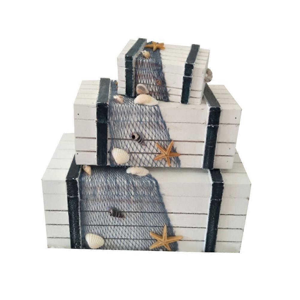 Wooden Cosmetic Container 3Pcs Storage Box Organizing Assorted Color for Desktop Organization