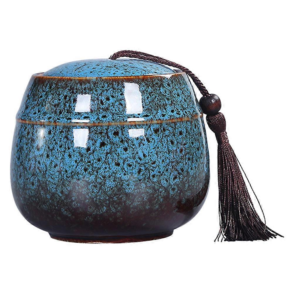 Ceramic Storage Jar Tea Canister for Storage 3Pcs Blue